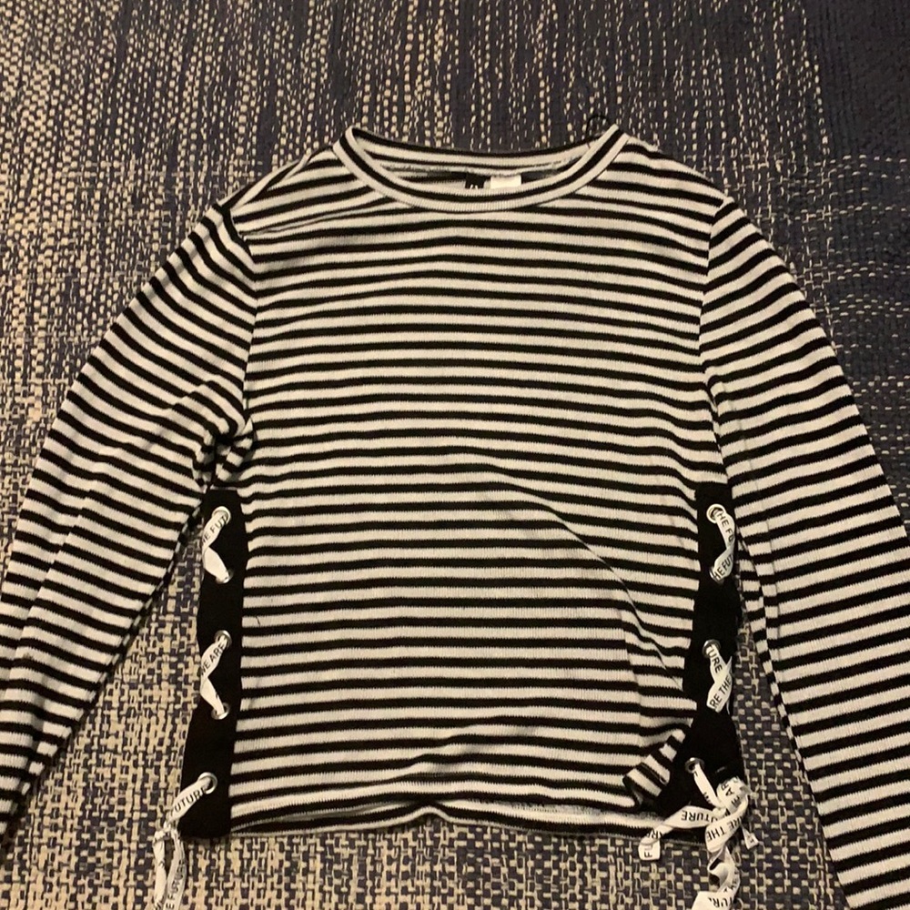 h&m striped shirt with ties on side